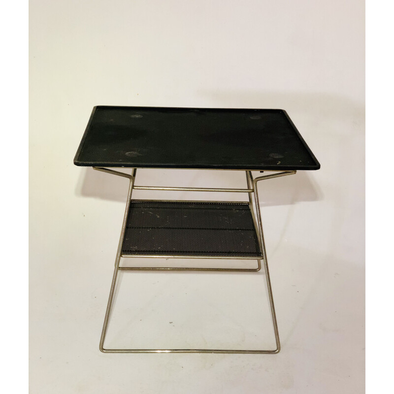 Side table Vintage with double perforated metal tops