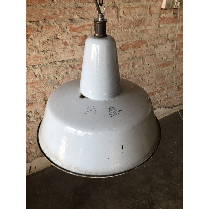 Wikasy A23 Industrial Factory vintage suspension lamp, 1950