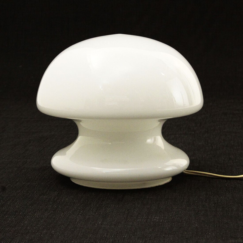 Table lamp vintage,white glass italian 1960s