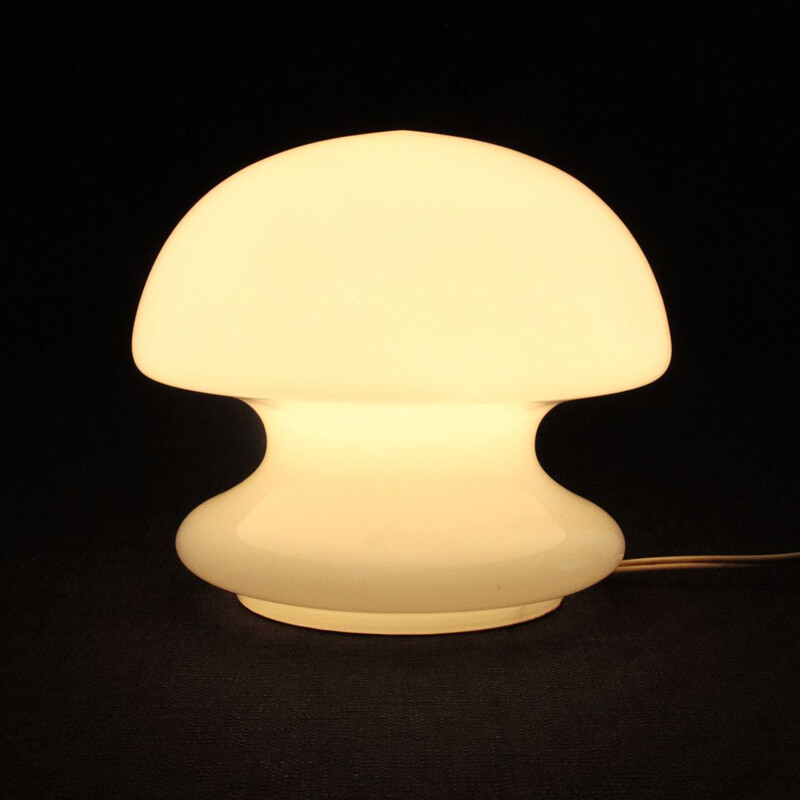 Table lamp vintage,white glass italian 1960s