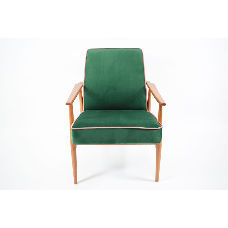 Armchair mid century 300-190 designer H.Lis green bottle pink 1970