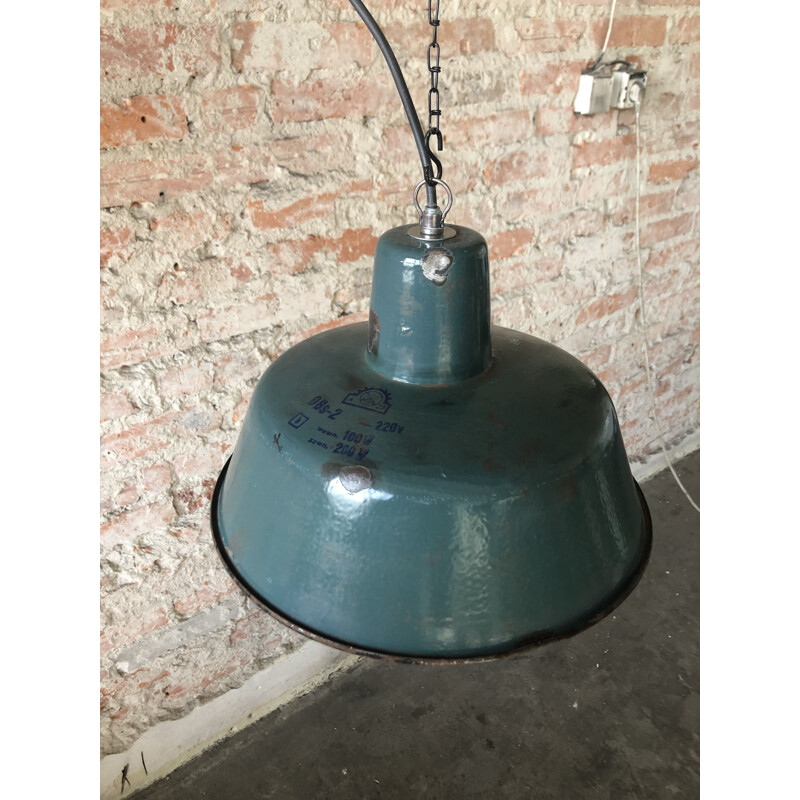 Lampada a sospensione industriale vintage Wikasy A23, 1950