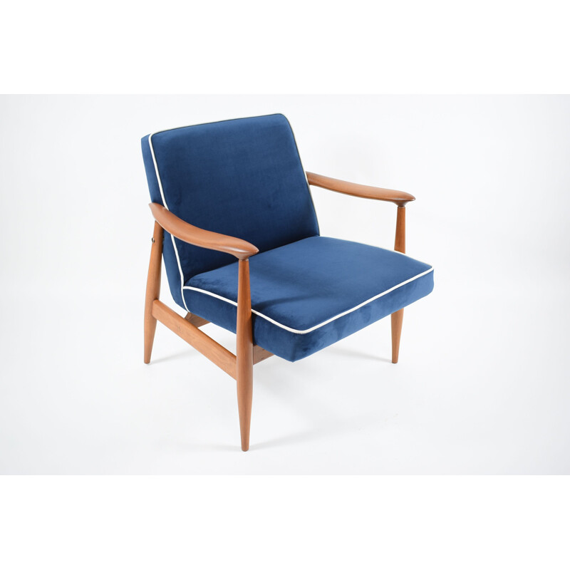 Vintage armchair GFM-87 designer E.Homa navy blue