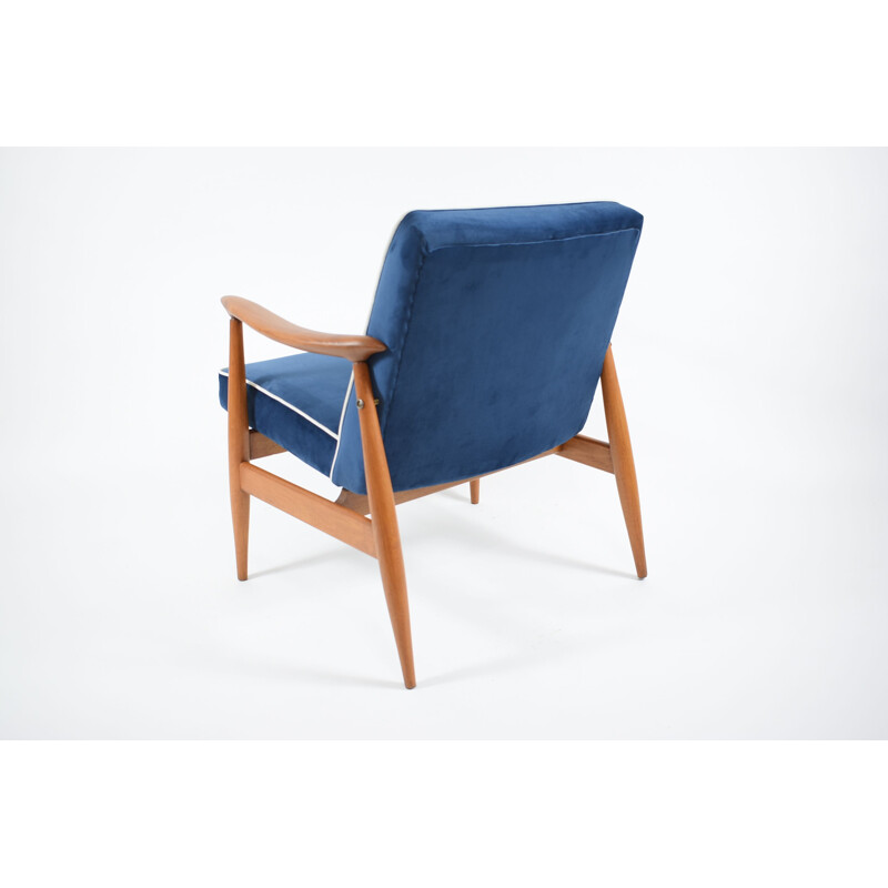 Fauteuil vintage GFM-87 designer E.Homa bleu marine