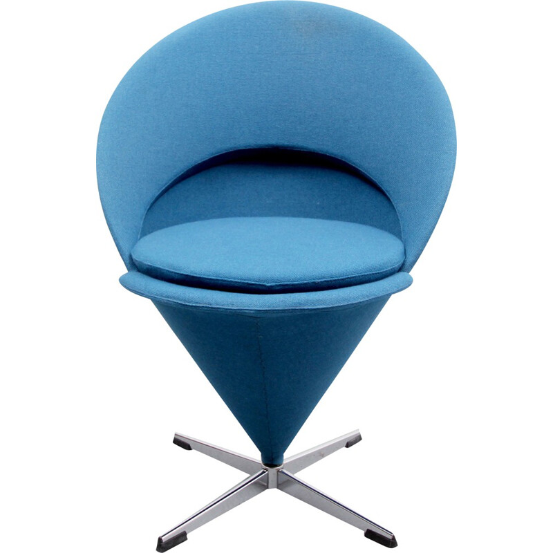 Chaise "Cone" en tissu bleu, Verner PANTON - 1960