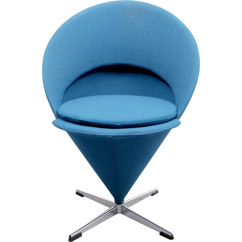 "Cone" chair in blue fabric, Verner PANTON - 1960s