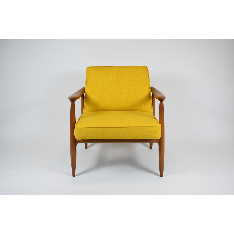 Sillón vintage de E. Homa para la fábrica de muebles Gościńska, Polonia, amarillo 1960