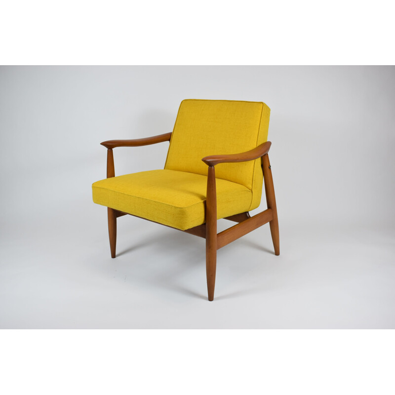 Vintage Sessel von E. Homa für Gościńska Möbelfabrik, Polen, gelb 1960