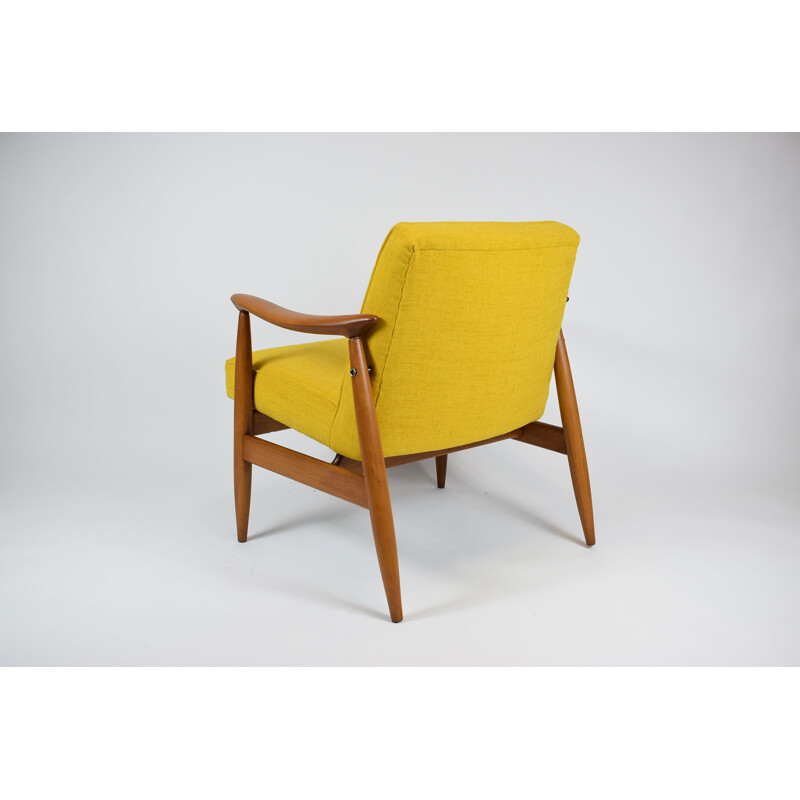 Fauteuil vintage par E. Homa pour Gościńska Fabrique de meubles, Pologne, jaune 1960 