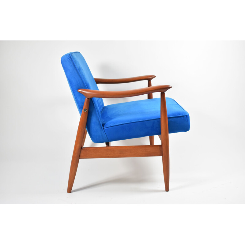 Armchair vintage GFM-87 blue velvet neon