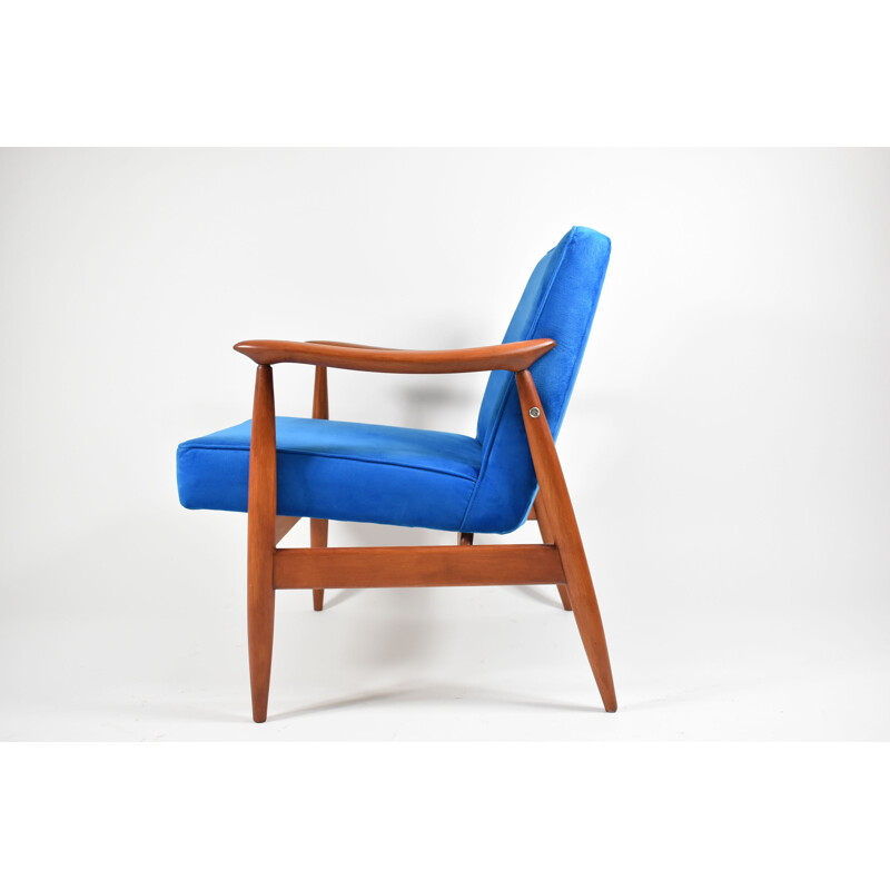 GFM-87 vintage fauteuil in blauw fluweel