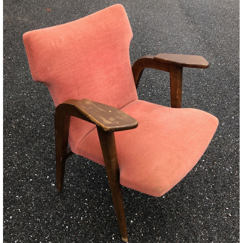 Vintage armchair in oak from roger landault 