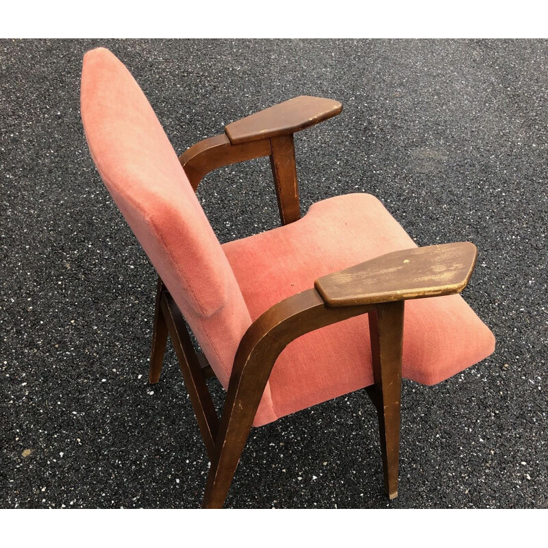 Vintage armchair in oak from roger landault 