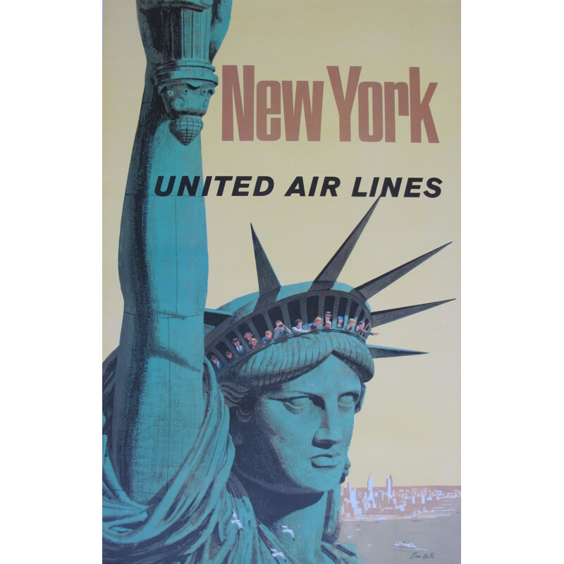 Affiche vintage United Air Lines, Stan GALLI - 1960