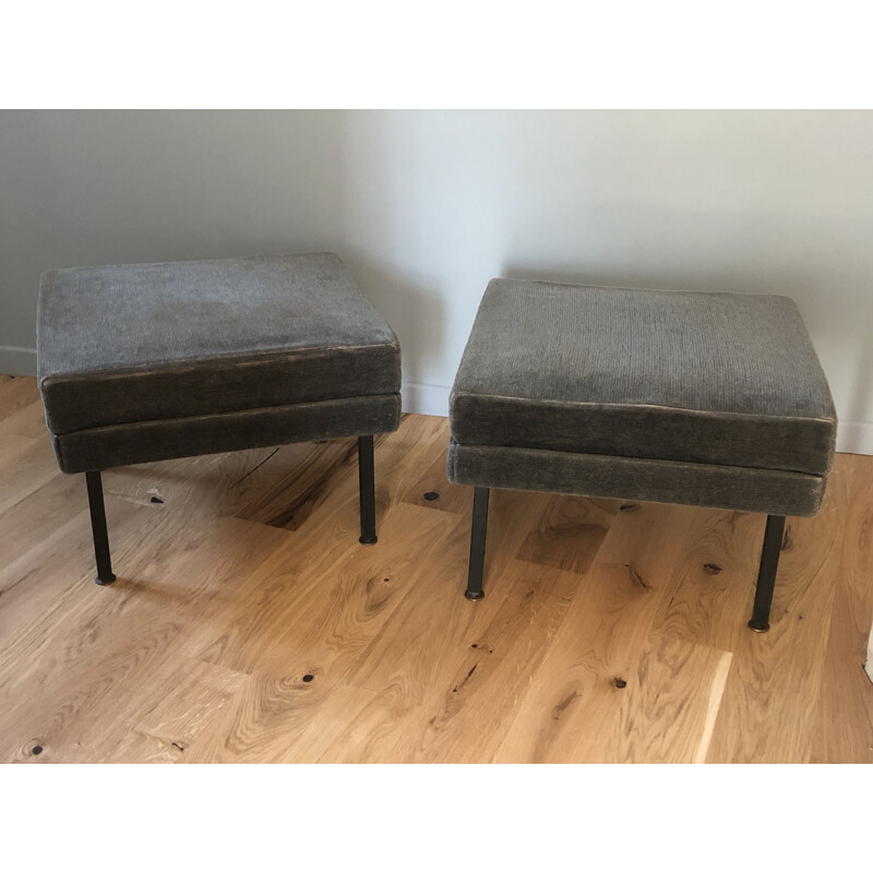 Pair of large vintage pouffes or stools 1950's 