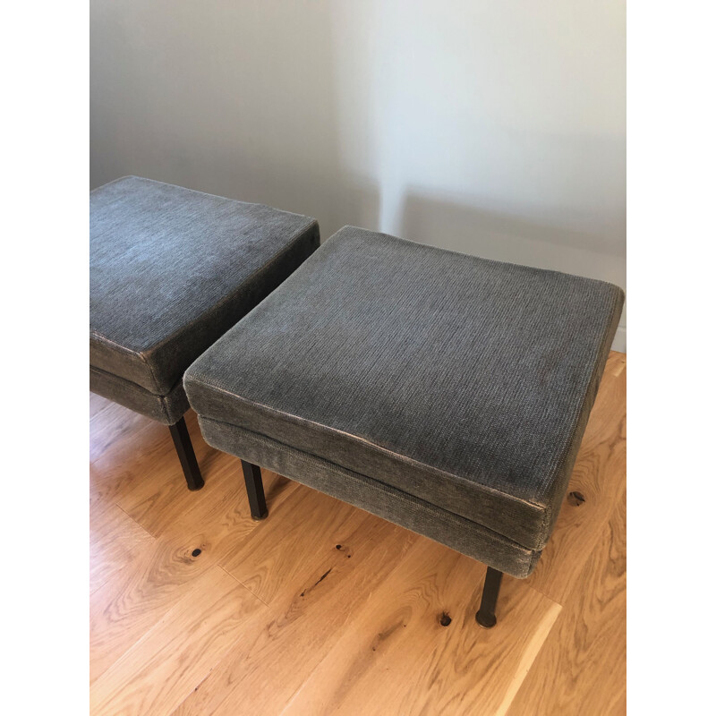 Pair of large vintage pouffes or stools 1950's 