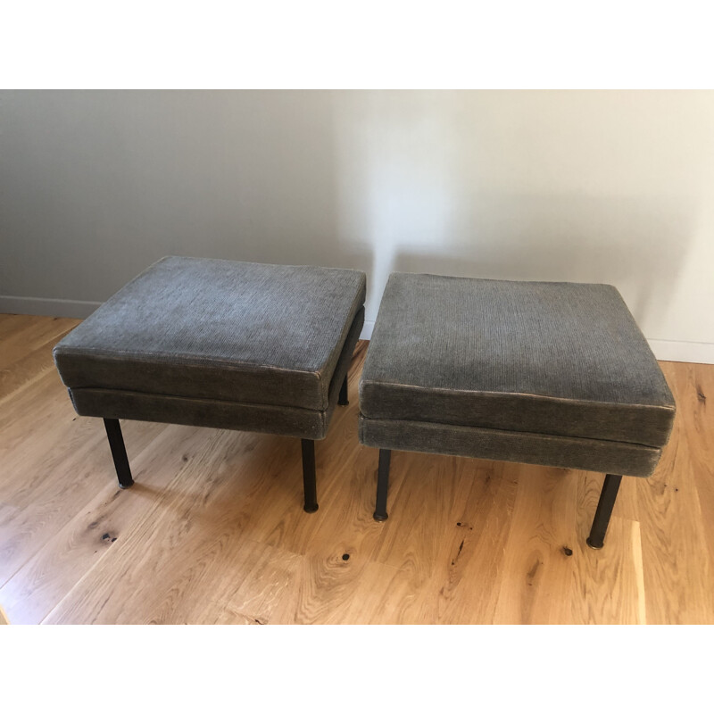 Pair of large vintage pouffes or stools 1950's 