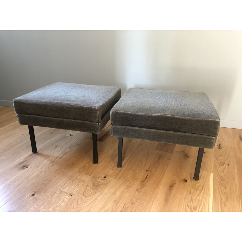 Pair of large vintage pouffes or stools 1950's 