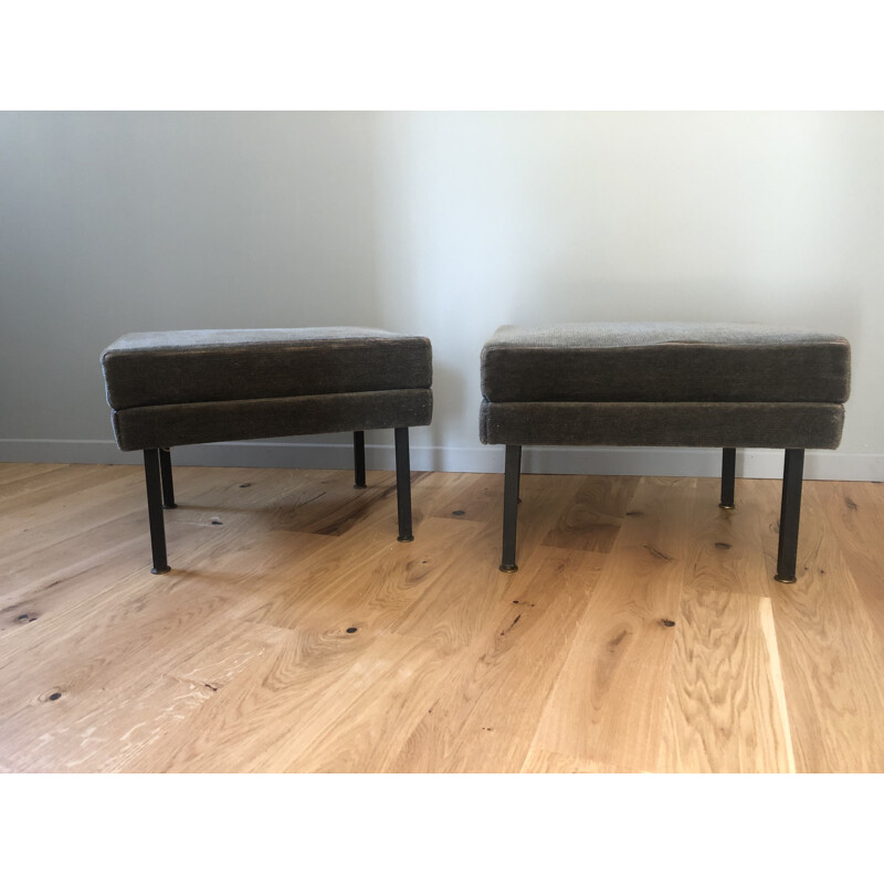Pair of large vintage pouffes or stools 1950's 
