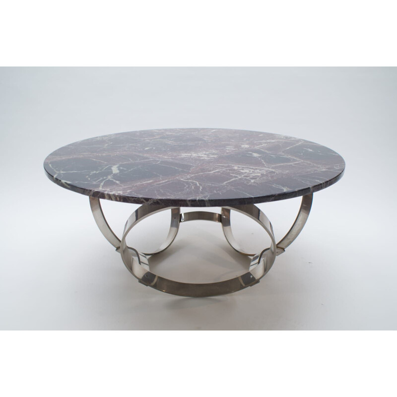 Vintage chrome and marble coffee table, 1960