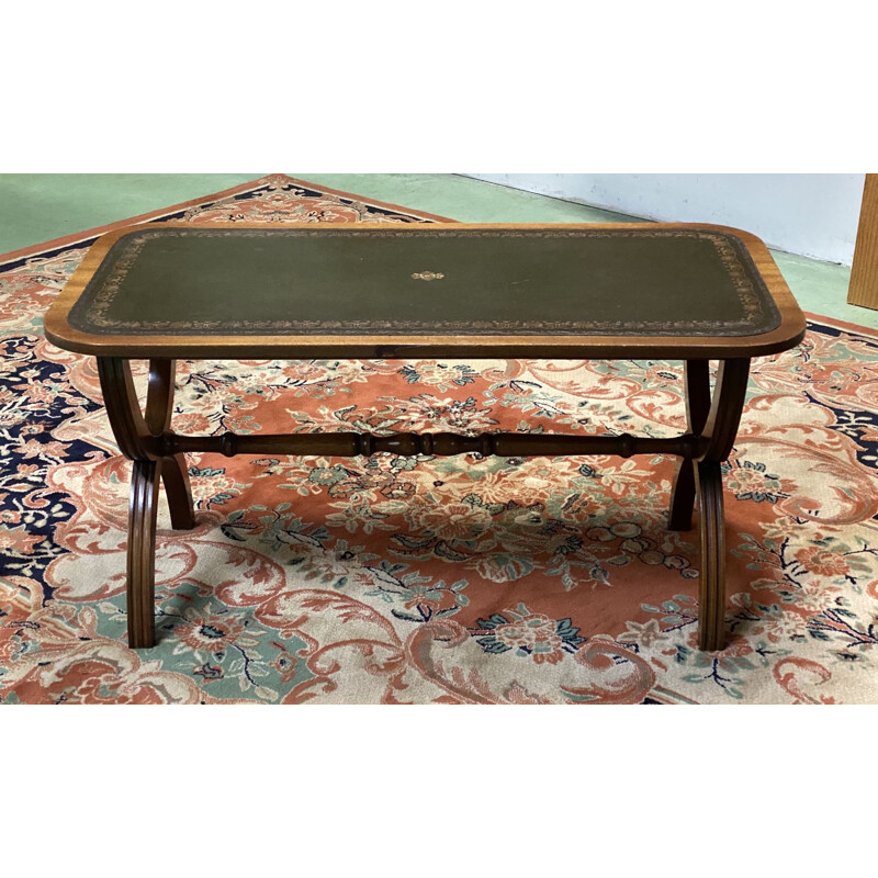 Vintage coffee table in mahogany and leather top