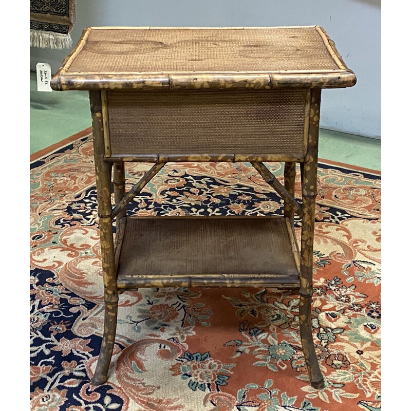 Vintage side table with bamboo drawer