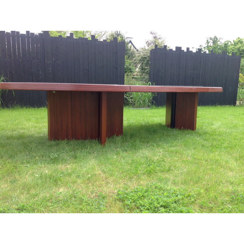 Mesa de conferência Vintage Rosewood com gaveta, 1970