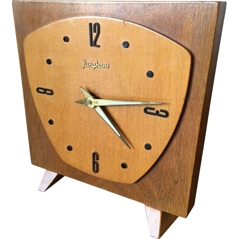 Mid-Century Wooden Clock from Junghans, 1950s