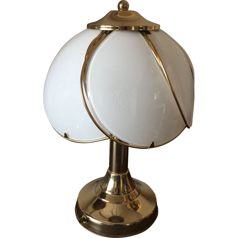 Vintage Regency Brass and Glass Table Lamp, 1970s
