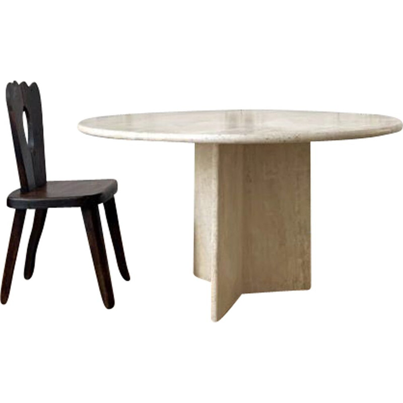 Dining Table vintage Round Travertine