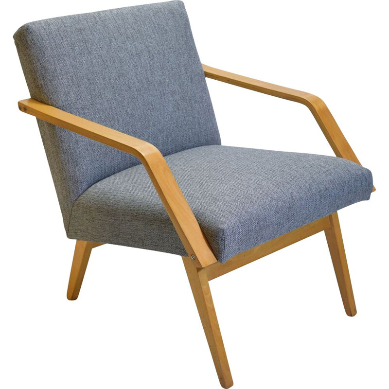 Vintage grijze beuken fauteuil 1950