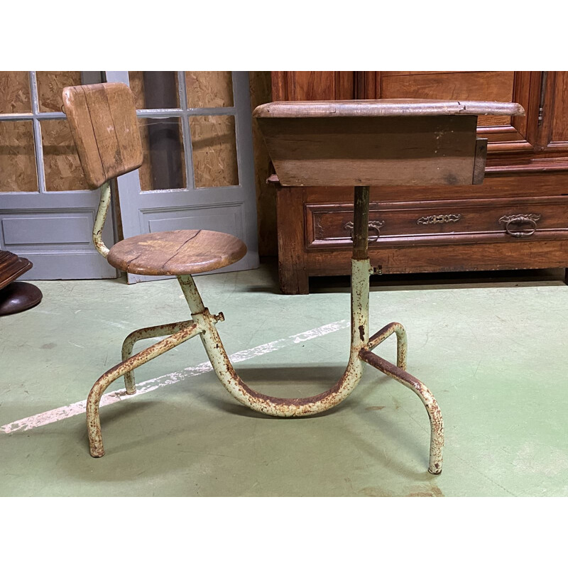 Vintage oak school desk 1950s