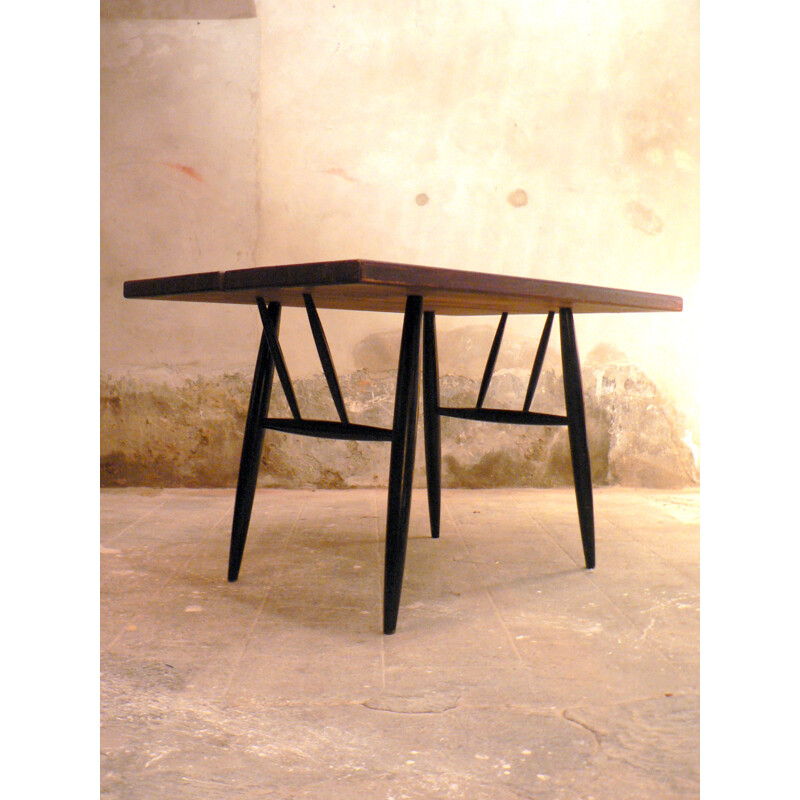 Scandinavian dining table "Pirkka" in solid wood, Ilmari TAPIOVAARA - 1950s