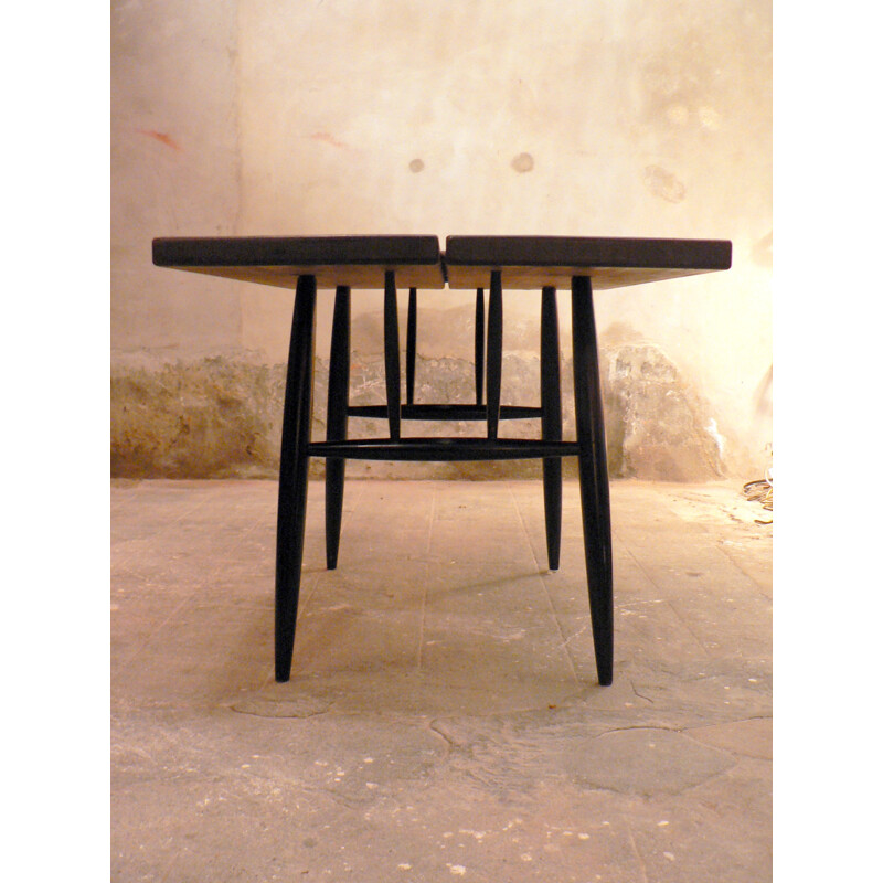 Scandinavian dining table "Pirkka" in solid wood, Ilmari TAPIOVAARA - 1950s