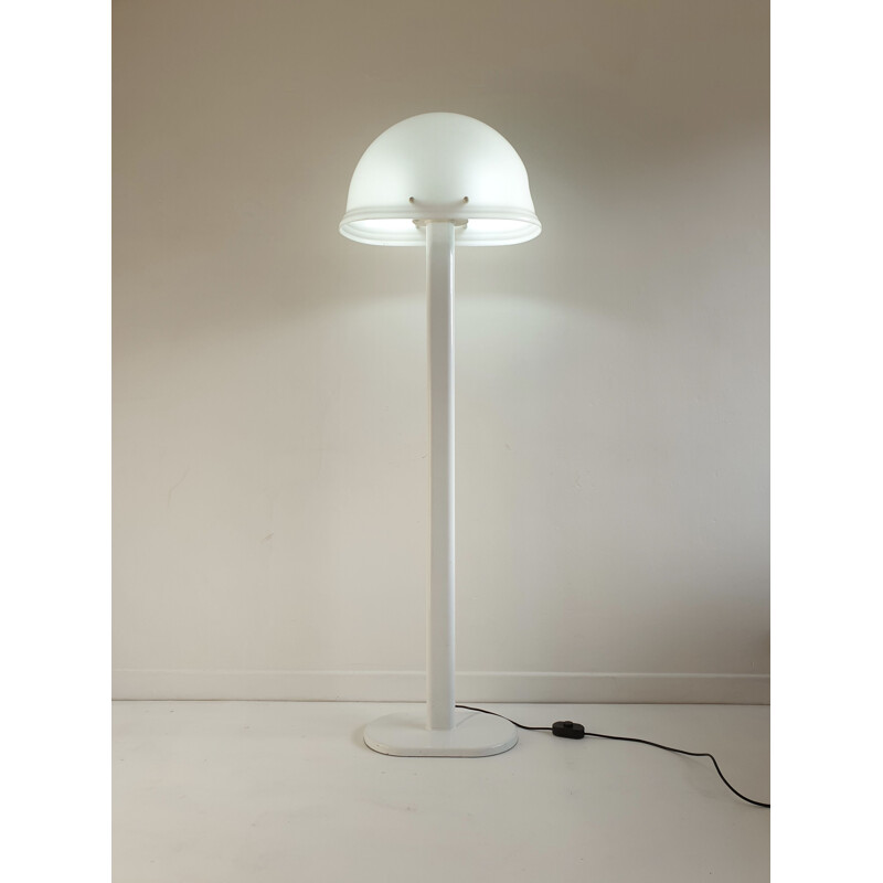 Lampadaire vintage White Lucite and Metal de Rodolfo Bonetto pour Guzzini, Italie, 1970