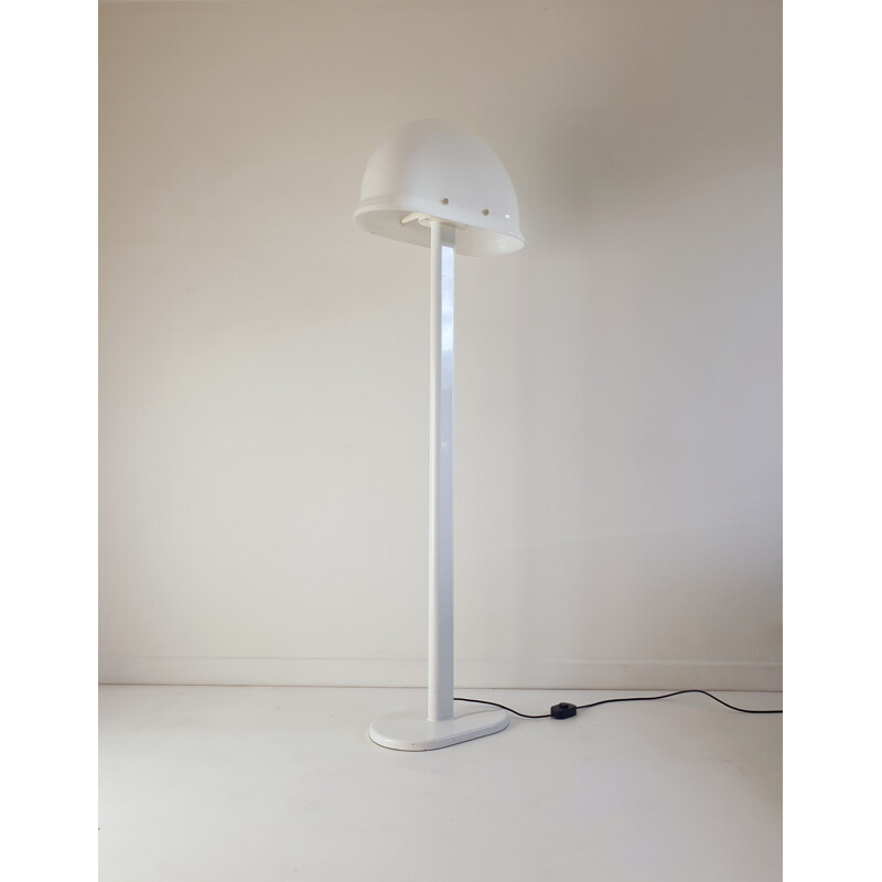 Floor Lamp mid century White Lucite and Metal  by Rodolfo Bonetto for Guzzini, Italy, 1970