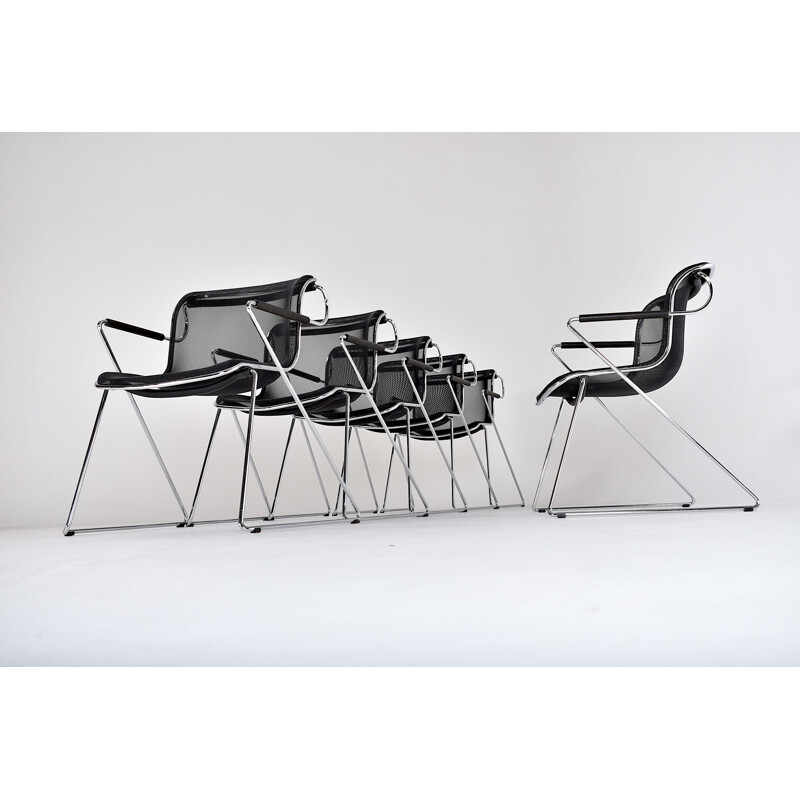 Lot de 6 chaises à manger vintage Modèle Peneloppe de Charles Pollock pour les Castelli Anonima Castelli, 1980