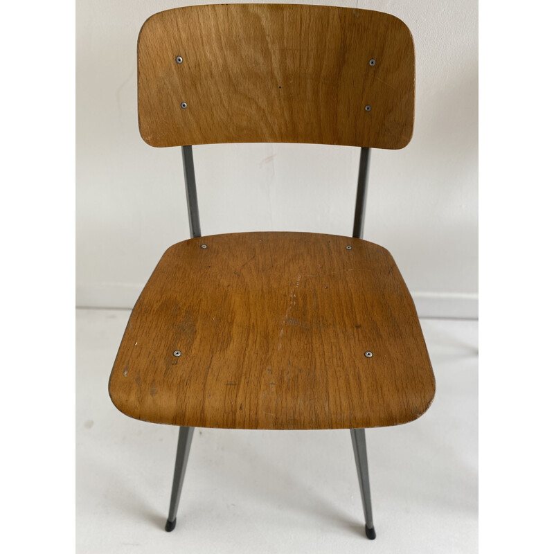 Chaise vintage en contreplaqué et acier, style Kramer Rietveld, 1960
