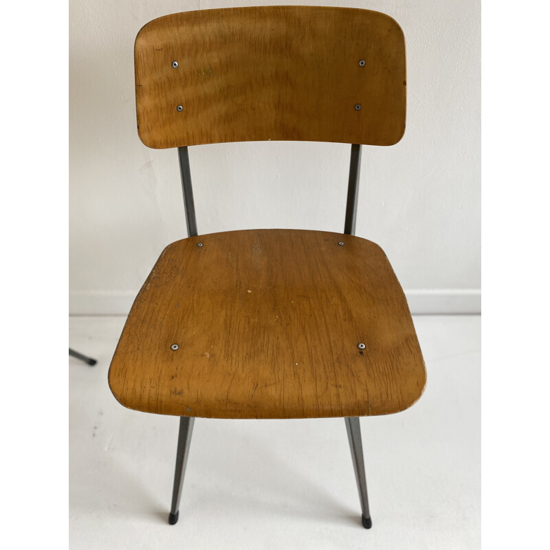 Chaise vintage en contreplaqué et acier, style Kramer Rietveld, 1960
