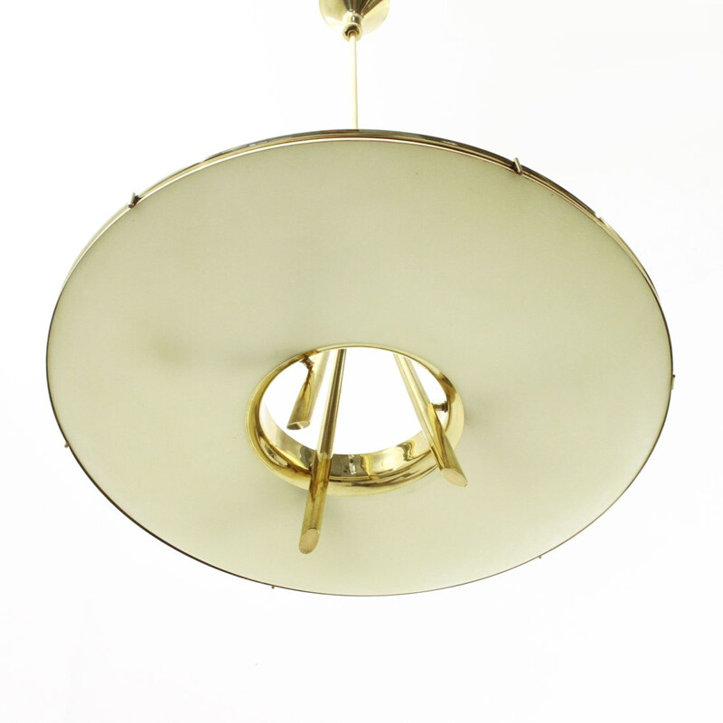 Chandelier mid century brass and glass , Italian 1950s