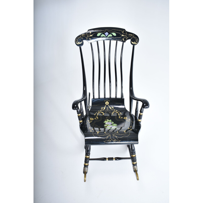 Rocking Chair vintage Antique Suede 1900