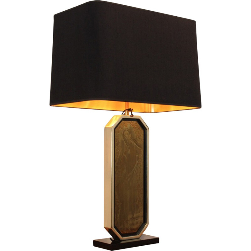 Vintage lamp in 23 carat gold and brass by Georges Mathias for M2000, 1970