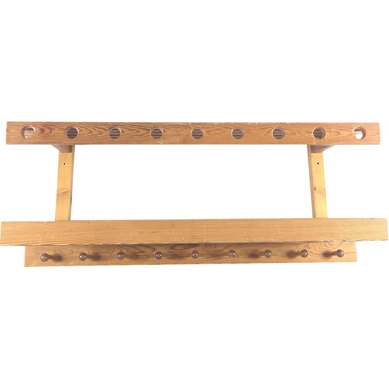 Vintage wall-mounted Swedish coat rack 1960