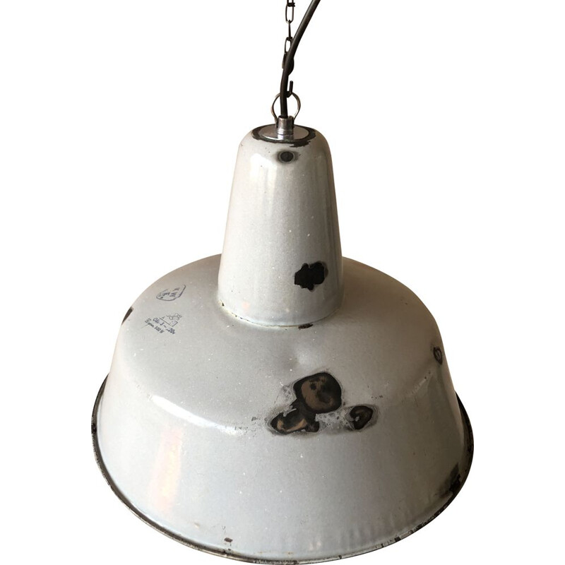 Lampada a sospensione industriale vintage Wikasy A23, 1950