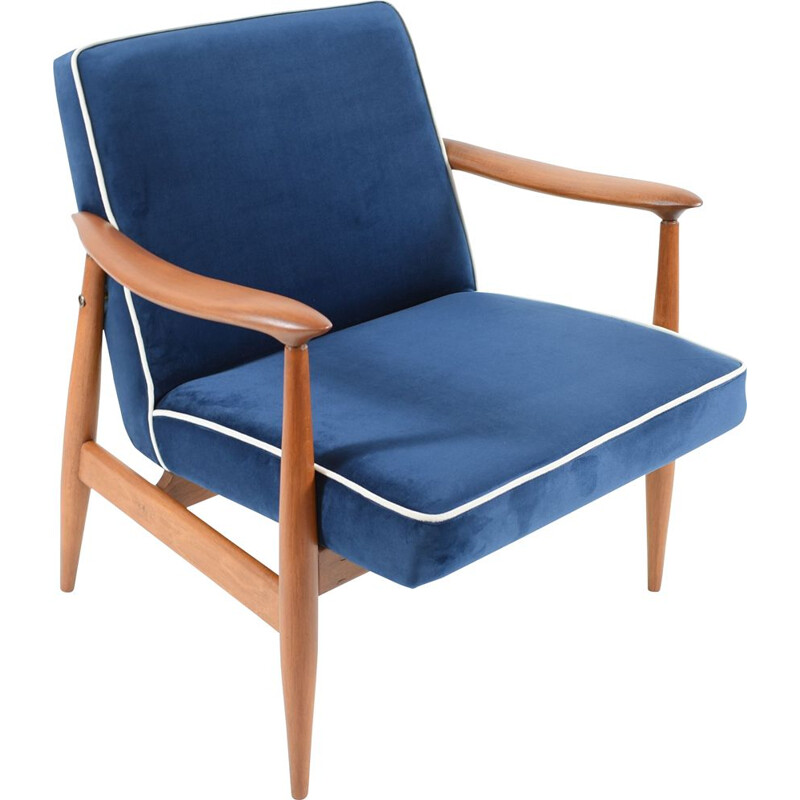 Vintage armchair GFM-87 designer E.Homa navy blue