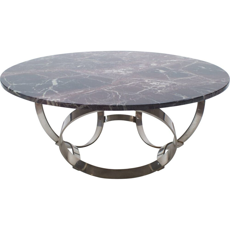 Table basse vintage en chrome et marbre, 1960