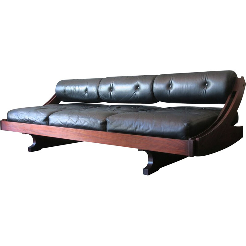 Sofa Daybed vintage Gianni Songia for Sormani GS195 Rosewood and Leather, 1963