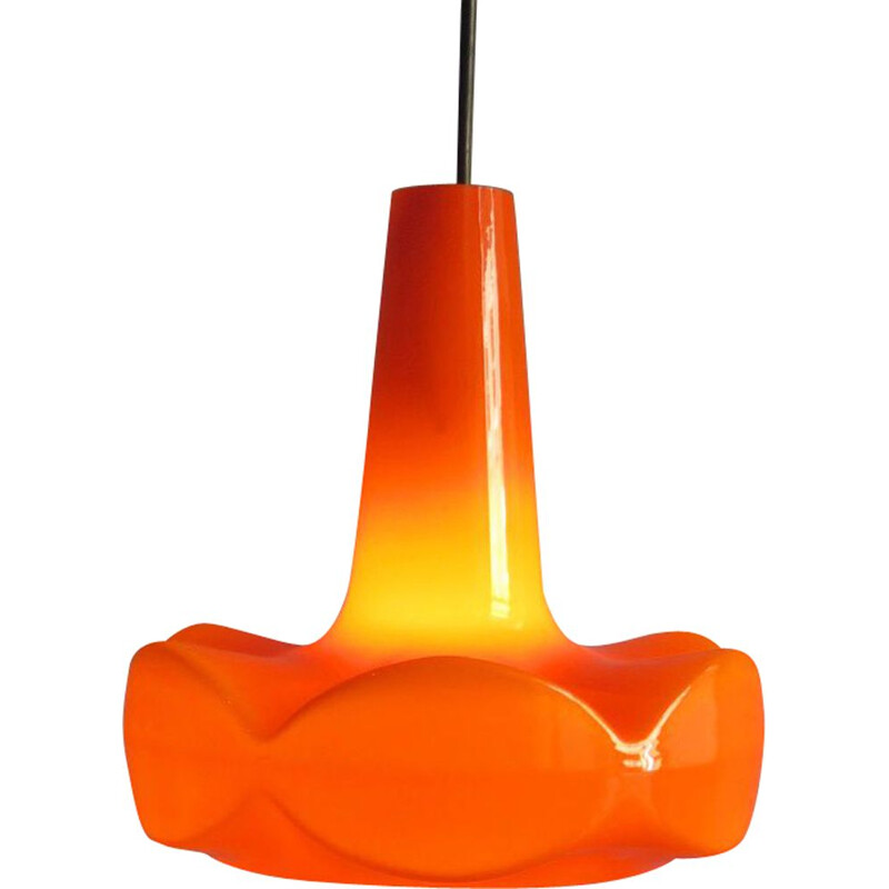 Pendant light Vintage in orange opaline glass, 1960s