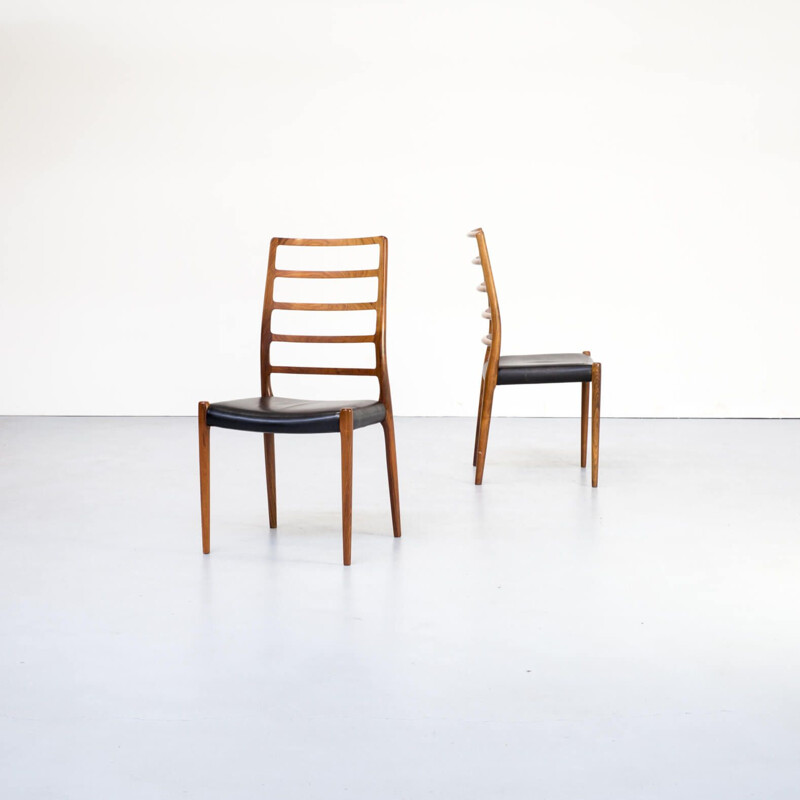 Chair model 82  teak and black Moller created 1970s