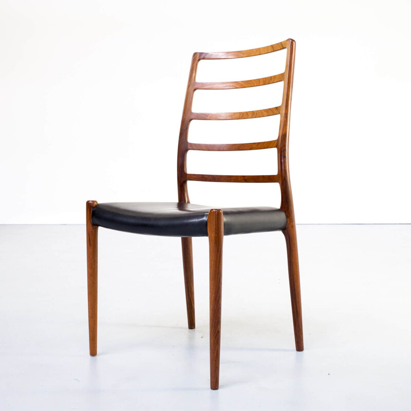 Chair model 82  teak and black Moller created 1970s